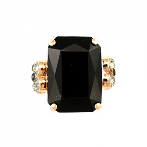 Inel placat cu Aur roz de 24K, cu cristale Swarovski, Black Diamond | 7002/1-280215RG-Negru-7418