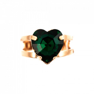 Inel placat cu Aur roz de 24K, cu cristale Swarovski, Emerald | 7100/2-205RG-Verde-8198