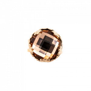 Inel placat cu Aur roz de 24K, cu cristale Swarovski, Jackie | 7220-362ARG-Bej-7898