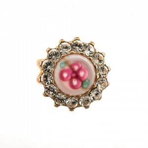 Inel placat cu Aur roz de 24K, cu cristale Swarovski, Seashell | 7023-0011RG-Alb-7428