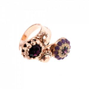 Inel placat cu Aur roz de 24K, cu cristale Swarovski, Bohemian Rhapsody | 7141/2-1072RG-Mov-8338