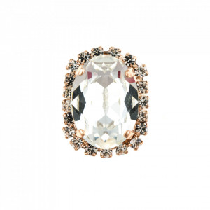 Inel placat cu Aur roz de 24K, cu cristale Swarovski, Forever | 7090/1-391100RG-Transparent-8098