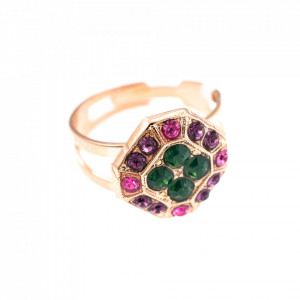 Inel placat cu Aur roz de 24K, cu cristale Swarovski, Luck | 7420/4-1033RG-Multicolor-7618