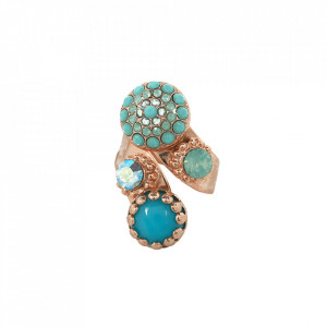 Inel placat cu Aur roz de 24K, cu cristale Swarovski, Sapphire Sky | 7141/2-2677RG-Verde-7708