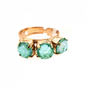 Inel placat cu Aur roz de 24K, cu cristale Swarovski, Silky Sage DeLite | 7435/3-169169RG-Verde-7628
