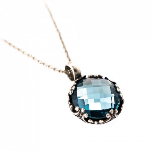 Pandantiv cu lant placat cu Argint 925, cu cristale Swarovski, Nightfall | 5323/2-266ASP-Albastru-7358