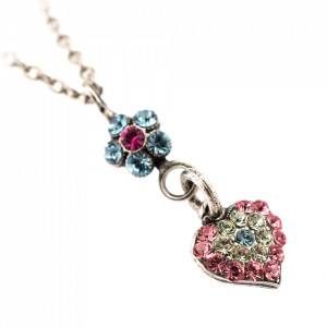 Pandantiv cu lant placat cu Argint 925, cu cristale Swarovski, Spring Flowers | 5322/9-2141SP-Multicolor-7348