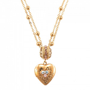 Pandantiv cu lant placat cu Aur roz de 24K, cu cristale originale, Aura | 5003/2-1112RG