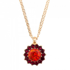 Pandantiv cu lant placat cu Aur roz de 24K, cu cristale Swarovski, FireFly | 5034/1SO-M2140RG-Rosu-6318