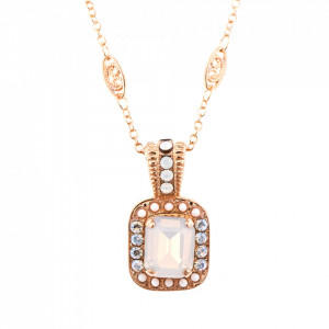 Pandantiv cu lant placat cu Aur roz de 24K, cu cristale originale, Forever | 5040/3-5087RG