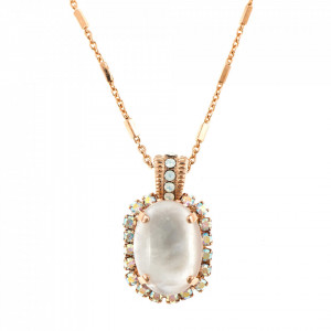 Pandantiv cu lant placat cu Aur roz de 24K, cu cristale originale, Seashell | 5522/5-M1201RG