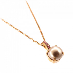 Pandantiv cu lant placat cu Aur roz de 24K, cu cristale Swarovski, Antigua | 5056-223-1RG-Roz-8518