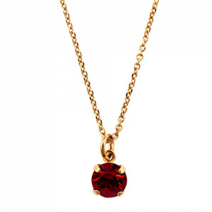 Pandantiv cu lant placat cu Aur roz de 24K, cu cristale Swarovski, FireFly | 5440-227RG-Rosu-8918