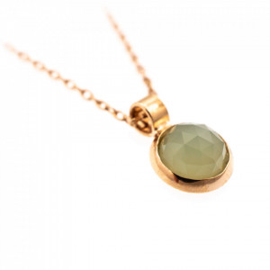 Pandantiv cu lant placat cu Aur roz de 24K, cu cristale Swarovski, Fern | 5208-M62RG-Verde-7078