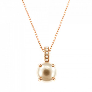 Pandantiv cu lant placat cu Aur roz de 24K, cu cristale Swarovski, June Lucky Birthstone | 5056-M48M48RG-Alb-6368