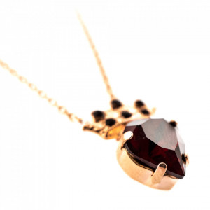 Pandantiv cu lant placat cu Aur roz de 24K, cu cristale Swarovski, Lady In Red | 5543-208208RG-Rosu-7398