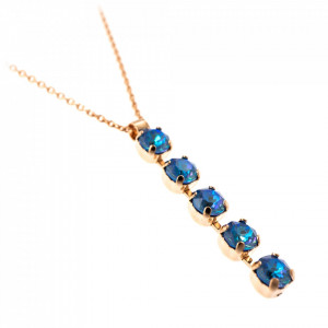Pandantiv cu lant placat cu Aur roz de 24K, cu cristale Swarovski, Ocean DeLite | 5430/5-143143RG-Albastru-7388