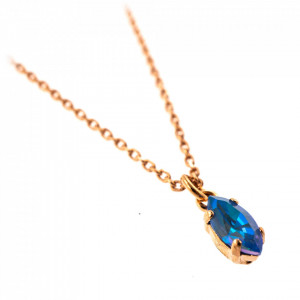Pandantiv cu lant placat cu Aur roz de 24K, cu cristale Swarovski, Ocean DeLite | 5633/51-143RG-Albastru-7408