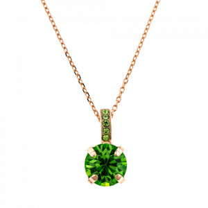 Pandantiv cu lant placat cu Aur roz de 24K, cu cristale Swarovski, August Lucky Birthstone | 5056-214214RG-Verde-6358