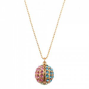 Pandantiv cu lant placat cu Aur roz de 24K, cu cristale Swarovski, Spring Flowers | 5076-2141RG-Multicolor-6408