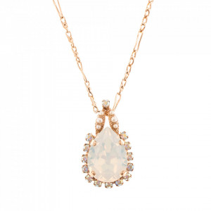 Pandantiv cu lant placat cu Aur roz de 24K, cu cristale Swarovski, Seashell | 5098/2-1201RG-Alb-6418
