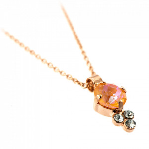 Pandantiv cu lant placat cu Aur roz de 24K, cu cristale Swarovski, Gardenia | 5010/1-1913RG-Alb-6788