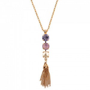 Pandantiv cu lant placat cu Aur roz de 24K, cu cristale Swarovski, Romance | 5252/1-139-10RG-Multicolor-6868
