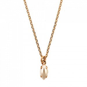 Pandantiv cu lant placat cu Aur roz de 24K, cu cristale Swarovski, Crystal Pearl's | 5633/51-139RG-Alb-6998