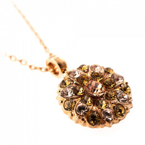 Pandantiv cu lant placat cu Aur roz de 24K, cu cristale Swarovski, Guardian Angel | 5212-39132RG-Bej-7278