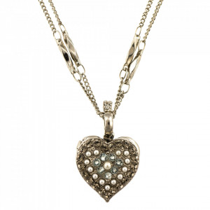 Pandantiv cu lant placat cu rodiu, cu cristale Swarovski, Earl Grey | 5007-1132RO-Alb/Gri, Gri/Bej-8988