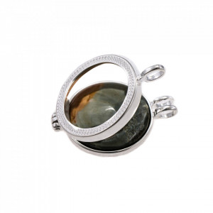 Pandantiv Magic Pendant, placat cu argint, Secret Stone Collection, cu pietre semipretioase interschimbabile-Argintiu-8178