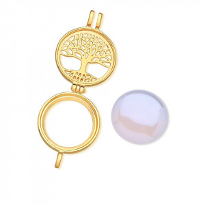 Pandantiv Magic Pendant - Tree of Life, placat cu aur, Secret Stone Collection, cu pietre semipretioase interschimbabile-Auriu-8868