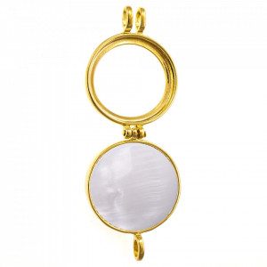 Pandantiv Magic Pendant - White Rhodium, placat cu aur si rodiu, Secret Stone Collection, cu pietre semipretioase interschimbabile-Auriu, Argintiu/Auriu-8798