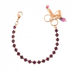 Bratara placata cu Aur roz de 24K, cu cristale Swarovski, February Lucky Birthstone | 4000-204204RG-Mov-939