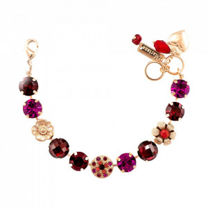 Bratara placata cu Aur roz de 24K, cu cristale Swarovski, FireFly | 4308-2140RG-Rosu-1099