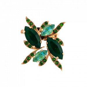 Brosa placata cu Aur roz de 24K, cu cristale Swarovski, Silky Sage DeLite | 2016/1-169393RG-Verde-1219