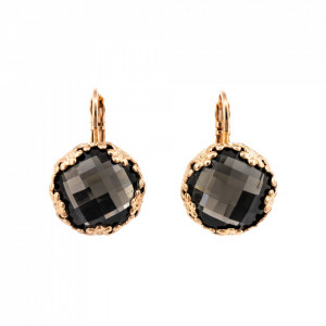 Cercei placati cu Aur roz de 24K, cu cristale Swarovski, Black Diamond | 1374-215ARG6-Gri-5459