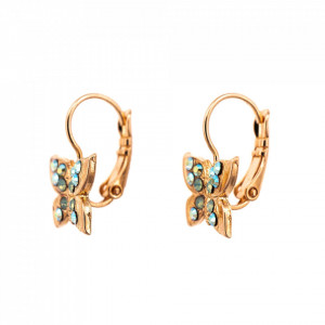 Cercei placati cu Aur roz de 24K, cu cristale Swarovski, Fern | 1155-2143RG6-Verde-5669