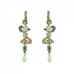 Cercei placati cu Aur roz de 24K, cu cristale originale, Fern | 1236/1-1017rg6