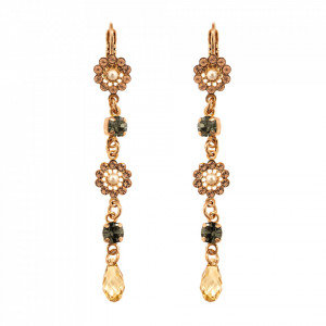 Cercei placati cu Aur roz de 24K, cu cristale Swarovski, Earl Grey | 1111/3-1132RG6-Gri/Bej-9099