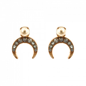 Cercei placati cu Aur roz de 24K, cu cristale Swarovski, Earl Grey | 1500-1132RG2-Alb/Gri-9119