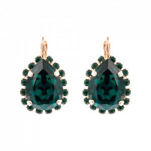 Cercei placati cu Aur roz de 24K, cu cristale Swarovski, Emerald | 1098/3-205205RG6-Verde-1849