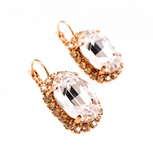Cercei placati cu Aur roz de 24K, cu cristale Swarovski, Forever | 1090/1-391100RG6-Transparent-2109