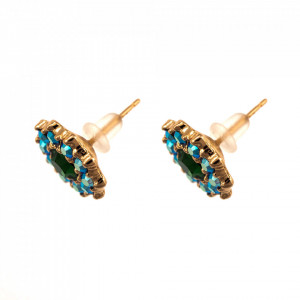 Cercei placati cu Aur roz de 24K, cu cristale Swarovski, Julia | 1157-3322RG2-Verde/Albastru-9169