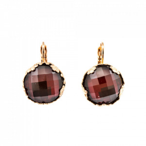 Cercei placati cu Aur roz de 24K, cu cristale Swarovski, Happy | 1374-502ARG6-Rosu-5469