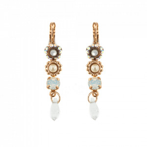 Cercei placati cu Aur roz de 24K, cu cristale Swarovski, Seashell | 1320-M1201RG6-Alb-5359