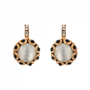 Cercei placati cu Aur roz de 24K, cu cristale Swarovski, St. Martin - Caribbean Life | 1386-M87-3RG6-Multicolor-5529