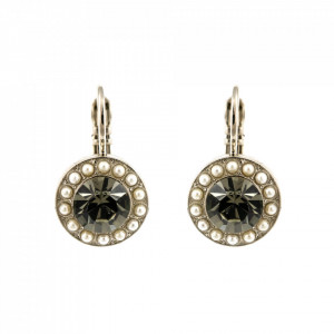 Cercei placati cu rodiu, cu cristale Swarovski, Earl Grey | 1129-1132RO6-Alb/Bej-8999