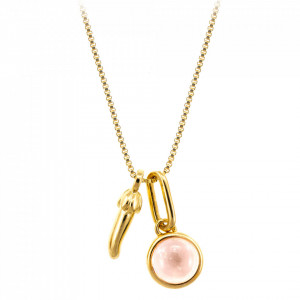 Colier placat cu aur Lucky Chili Pepper si piatra semipretioasa Crystal Quartz