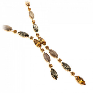 Colier placat cu Aur roz de 24K, cu cristale Swarovski, Earl Grey | 3111/1-1132RG-Gri/Bej-9189